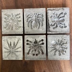 6 Vtg Toymax 1994 ThingMaker Creepy Crawlers Metal Mold - Giant Bugs Spider